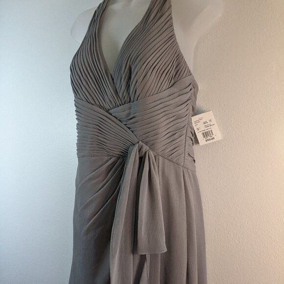 Davids Bridal Bridesmaid Prom Formal Soft Halter Crinkle Chiffon Lined Dress 8 - Picture 11 of 12